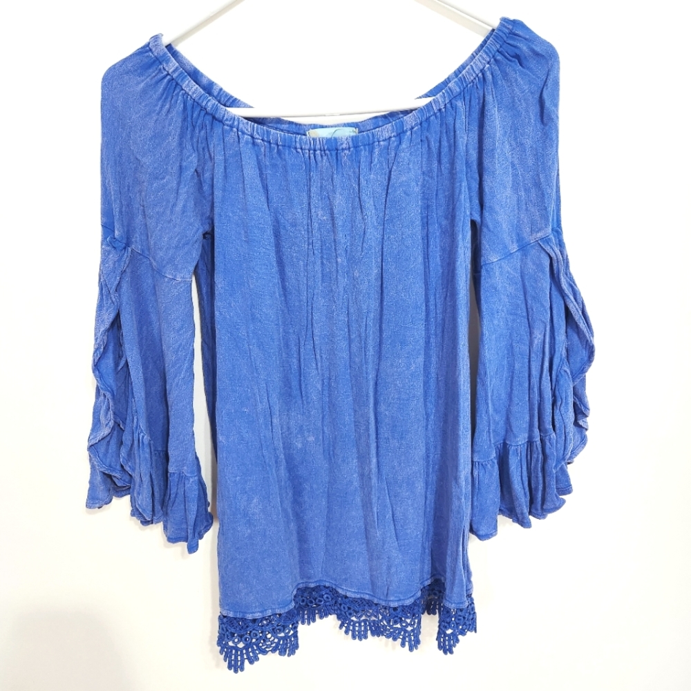 Altar'd State | Off The Shoulder Top Blue XS